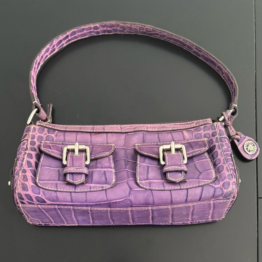 Dooney & Bourke Croc Embossed  Leather Shoulder Bag